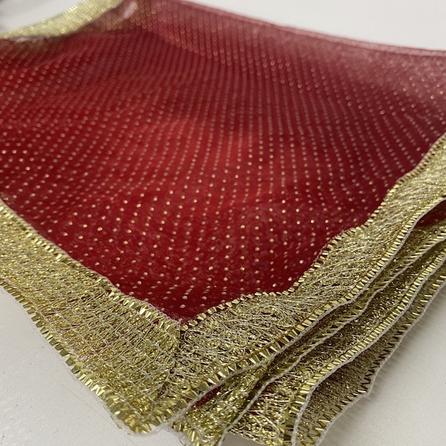 TABLE RUNNER, Indian Red w Gold Border 52 x 150cm 